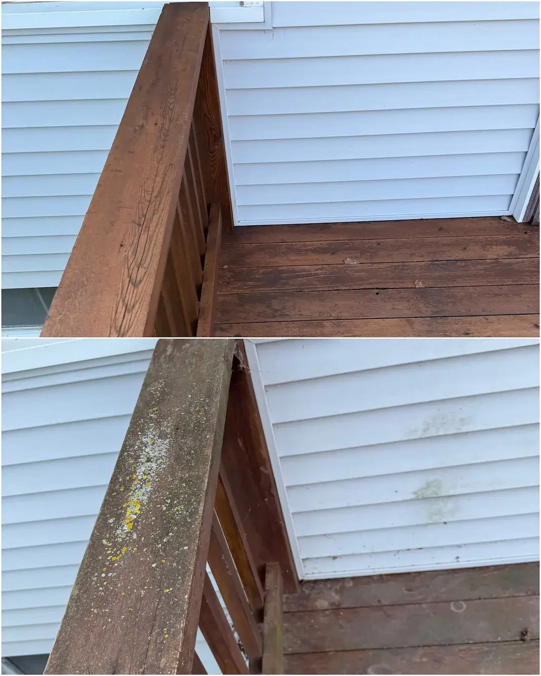 Deck rail and boards, before and after