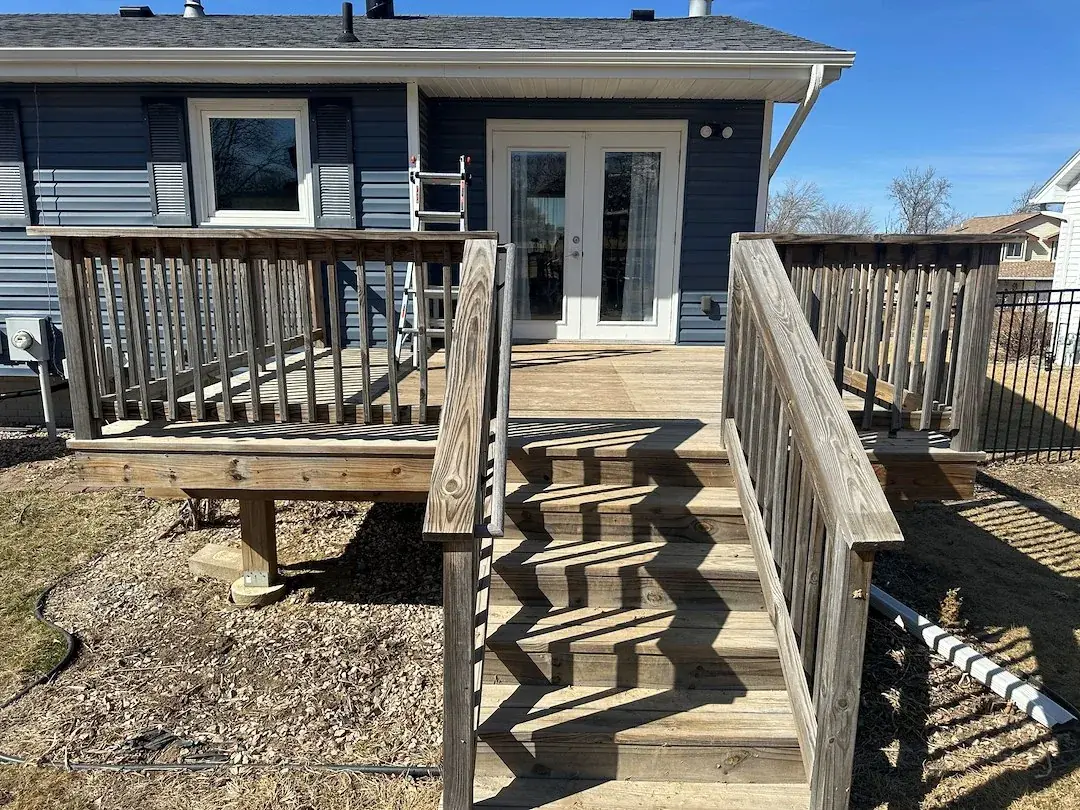 Weathered deck before cleaning