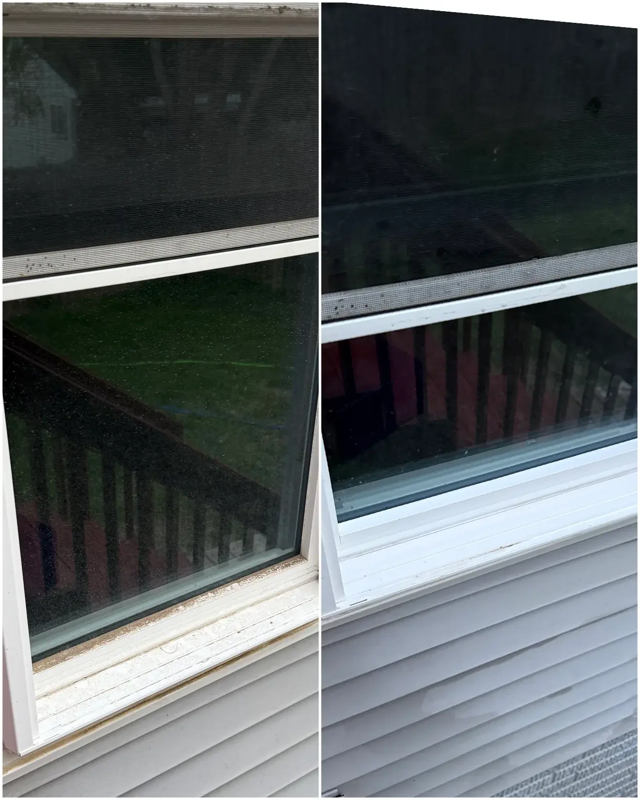 Window glass before and after cleaning